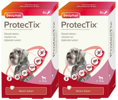 Beaphar ProtecTix Hond Anti Vlo & Teek 4-10 kg - 2 x 4 pipetten - Voordeelverpakking