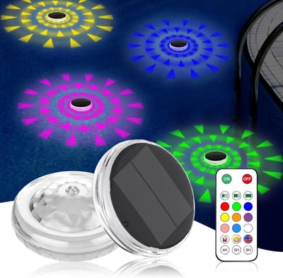 Zwembadverlichting - 2 stuks - met afstandsbediening - Zonne-energie oplaadbare drijvende zwembadlampen - IP67 waterdicht - 9 kleuren – 3 lichteffecten - Timerbaar - jacuzziverlichting - vijververlichting - uniek - trend 2026 - spa verlichting