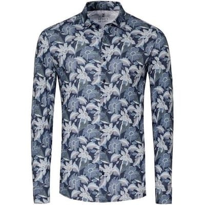 Desoto Overhemd Allover Bold Blossoms Dark Denim / male