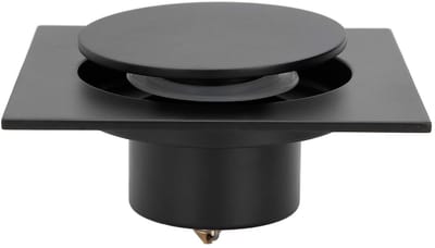 Dailygoods- Badkamerafvoer Zwart - Vierkant 10 x 10 cm - Duurzaam Messing - Grote Bodem Waterfilter - Geschikt voor Keuken/Badkamer - Efficiënte Afwatering - Vloerafvoer