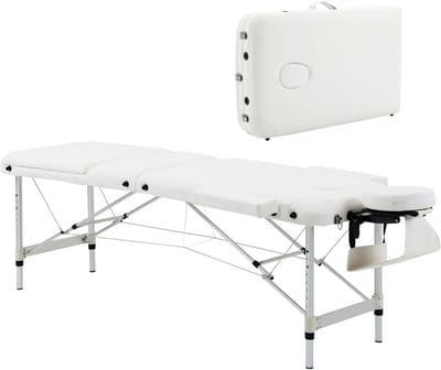 Massagetafel - Hoogte Verstelbare - Cosmeticabank - Opvouwbaar - Verstelbaar en Comfortabel - Schuim - Wit - 215B x 81D x 61-84H cm