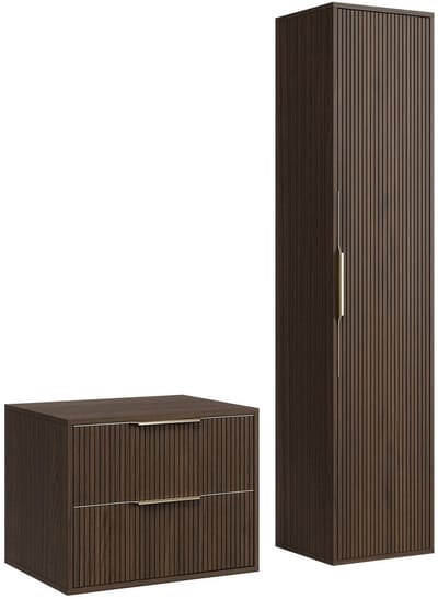 Badplaats Wastafelkast Rimini 60 cm – Walnoot Bruin – Badmeubel met Kolomkast