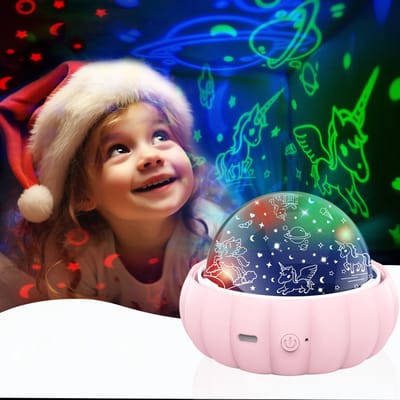 Sterrenhemel Projector - Sterrenhemel lamp - LED Lamp Kinderen - Nachtlampje Projector Kinderen - 360 Roterende +3 Films Nachtlampje Projector - USB Oplaadbare Galaxy Lamp - verjaardagscadeaus voor 1-4-6-14 jaar oud meisje en jongen（Roze）