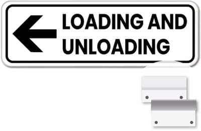 Bord Loading and Unloading pijl links - Weerbestendig Aluminium - 40x15 cm - Bevestiging: Met muur-/ wandmontage beugels