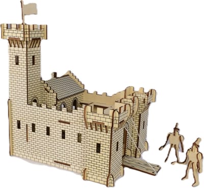 De Bouwplaats Kasteel bouwpakket - Houten 3D puzzel - 96 onderdelen