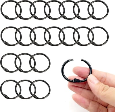 Verbindingringen 25 mm - 20 Stuks Open Metalen Ringen voor Gordijnen, Sleutelhangers en Scrapbooking (Zwart, 25 mm)