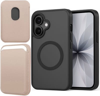 Hoesje + Pasjeshouder geschikt voor iPhone 17 - Portemonnee geschikt voor MagSafe - Magnetisch - Pasjes Houder - Creditcardhouder - Goud