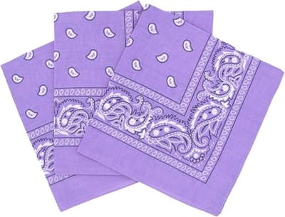 Set van 3 paisley hoofddoeken voor dames en heren 55 x 55 cm, halsdoek, zijden sjaal, hiphop hoofddoek,licht paars