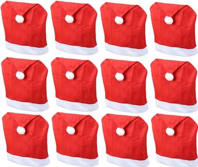 Set van 12 kerststoelhoezen I Rood I Kerstmuts I Stoelhoes Kerstversiering Kerstmuts stoelhoes stoelhoes