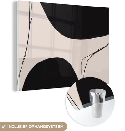 MuchoWow® Glasschilderij 120x90 cm - Schilderij acrylglas - Pastel - Zwart - Minimalisme - Foto op glas - Schilderijen