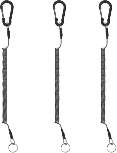 Dailygoods- Spiraalkabel-sleutelhanger 3 stuks - Elastisch - Uittrekbaar - Veiligheidskoord - TPU/Roestvrij staal - 31 cm lengte - Sleutelkoord