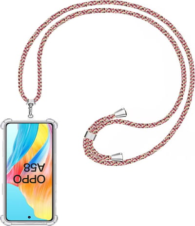 Telefoonkoord + Hoesje Geschikt voor OPPO A58 4G - Lengte Verstelbaar - Telefoonketting - Shock Proof Case - Meerkleurig