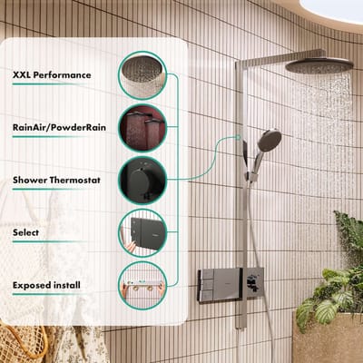 Hansgrohe Raindance alive S - showerpipe - 300 - 2jet - thermostaat - geborsteld zwart chroom (antraciet)