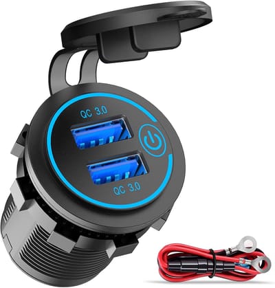 Thijox - Quick Charge 3.0 Dubbele USB-Oplader Auto, Waterdichte 12V/24V USB-Oplader met Aanraakschakelaar, DIY-kit voor Auto, Boot, Camper, Motorfiets