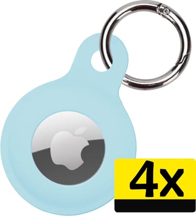 Hoesje Geschikt voor Apple AirTag Hoesje Sleutelhanger Houder - Siliconen Hoesje Geschikt voor Apple AirTag Hoesje - Lichtblauw - 4 Stuks