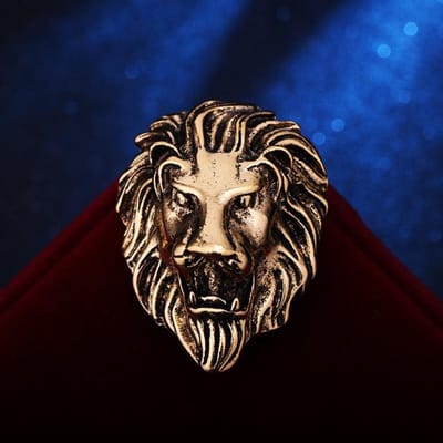 Vintage Animal Lion Head Broches Strass Pak Shirt Revers Pins Corsage Unisex Sieraden Geschenken Voor Mannen En Vrouwen Accessoires beige