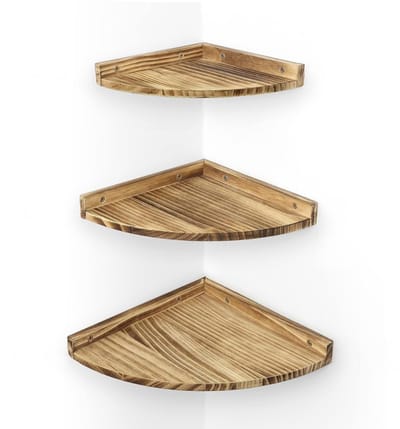 DailySupplies® Wandplank - Houten Plank Wandmontage - Hoekrek Display Decor - Hoekplank - Organizer voor Slaapkamer Keuken Badkamer - Holzfarbe