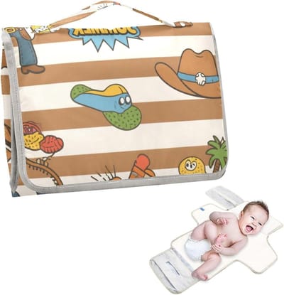 Aankleedmat Baby - Verschoningskussen - Luier Wisselen - Met Ingebouwd Kussen - 62 x 30 cm - Bruin Wit