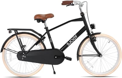 Jongensfiets - Stadsfiets Kinder - Dagelijks Gebruik - Verstelbaar Zadel Stuur - 24 inch - Mat Zwart