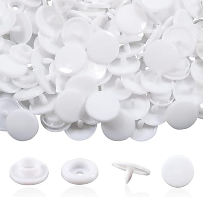 50 Sets Snap Buttons T5 12mm Wit Plastic voor Creatief Naaien, DIY en Scrapbooking Projecten