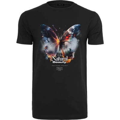 Mister Tee - Natural Beauty Butterfly Heren T-shirt - S - Zwart