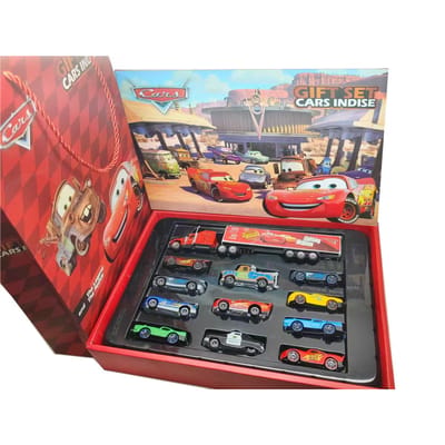 12 stuks Disney Pixar Cars Cadeaubox Metalen Diecast Lightning McQueen Auto Model Speelgoed Jackson Oom Vrachtwagen Jongen Verjaardagsspeelgoed black