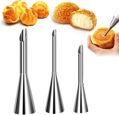 Roestvrijstalen Pijptips voor Roomdecoratie - 3-delige Set Decoratiepuntjes voor Taart, Gebak en Icing - Kleine Pijptips voor Fijne Versiering - Professioneel Bakgereedschap voor Suikerwerk en Desserts