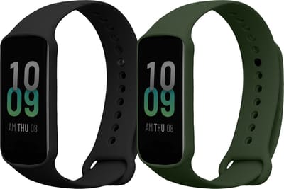 kwmobile 2x horlogebandjes geschikt voor Amazfit Band 7 bandje - Smartwatch bandjes van TPU - Activity tracker horloge band in zwart / donkergroen