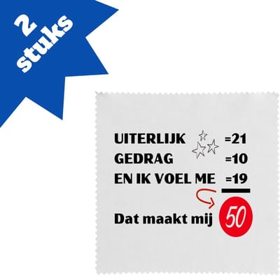 Akyol - 50 jaar sarah en abraham cadeau - brillendoekjes - Hoera 50 jaar - 50 jaar cadeau - jubileum man en vrouw - met opdruk - - grappige tekst - jarig - verjaardag - - 17,8 bij 17,8 cm - 2 stuks