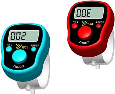 Elektronische Vingertellers - Digitale Clickers - Activiteiten Tellen - Verstelbaar Ringontwerp - 2 Stuks - Rood en Blauw