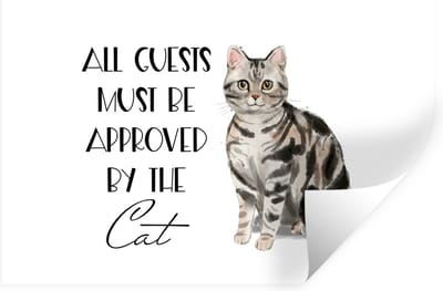 Muurstickers - Sticker Folie - Spreuken - Quotes - Kat - All guests must be approved by the cat - 30x20 cm - Plakfolie - Muurstickers Kinderkamer - Zelfklevend Behang - Zelfklevend behangpapier - Stickerfolie