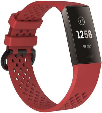 By Qubix - Compatible Fitbit bandje - geschikt voor Fitbit Charge 3 - Fitbit Charge 4 sport bandje - Maat: Large - Rood - Horlogeband - smartwatchbandje