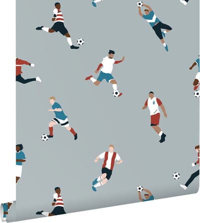 ESTAhome behang voetbalspelers lichtblauw - 50 x 900 cm - 131555
