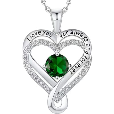 Lumici® Exclusive | Hart In Hart Ketting V3 - Zilveren Hartjes Ketting - S925 Sterling Zilver - Groene CZ Kubieke Zirconia - Valentijn Cadeau - Cadeau Voor Haar - Moederdag Cadeau - Dames Ketting - Liefde - Tijdloos Design