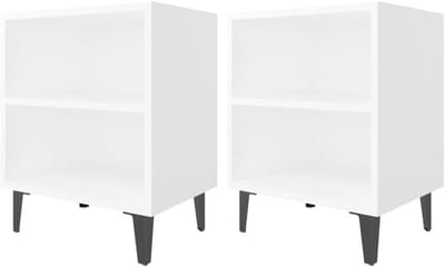 Nachtkastje Metaal - Sidetable Kastje - Opbergen Slaapkamer - Industriële Stijl - 40x30x50cm - Wit