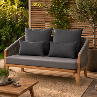 Anna Collection Bank/Tuin kussens set - binnen/buiten - 4x stuks -antraciet grijs - In 2 formaten laag/hoog