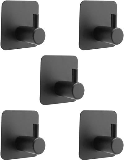 Purepeak Handdoekhaakjes Set 5 Stuks - Zwart - Zelfklevend - Sleutelrekje
