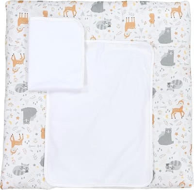 Baby Verschoonmat - Commode mat Aankleedkussen - Babyverzorging - Inclusief 2 badstofhoezen - 75 x 85 cm - Wild Animals