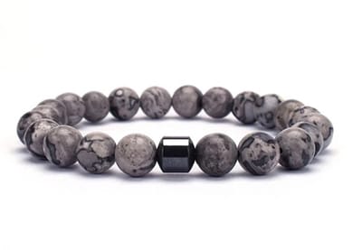 TVR-Wares® | Premium Kralen Armband 8mm | Rock Grey| maat M | 19cm