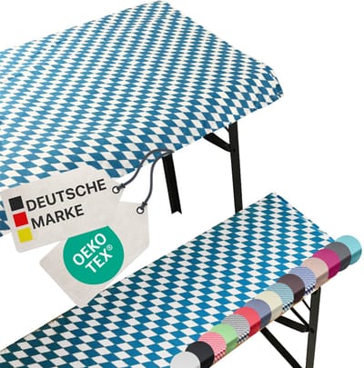 Bierbankkussens Set 240x90 cm Beierse Ruit - 1x Tafellaken voor 220x70 cm tafels & 2x Gevoerde kussens voor 220x25 cm banken