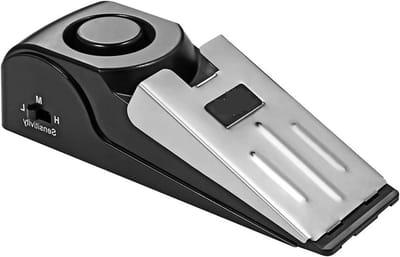 Deurstop Alarm - Veiligheidssensor - Extra Beveiliging - 3 Gevoeligheidsniveaus - 135mm - Zilver Zwart