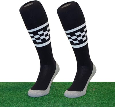 Hingly Checker zwarte Lange sportsokken, Hockeysokken, Voetbalsokken Maat 31-35