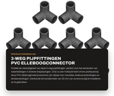 Dailygoods- Pijpfitting 3-weg - 20 Mm Binnendiameter - PVC Ellebooghoekconnector - Haakse Tee-hoekconnector - 10 Stuks - Geschikt voor Waterleidingen - Buisconnector