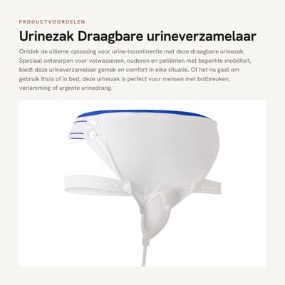 Dailygoods- Urinezak 1000/2000 ml - Urineverzamelaar - Draagbare Urinoir - Urinezakhouder - Voor Ouderen - Siliconen/Katoen