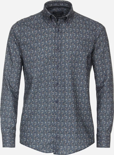 CASA MODA Sport casual fit overhemd - popeline - blauw dessin - Strijkvriendelijk - Boordmaat: 49/50
