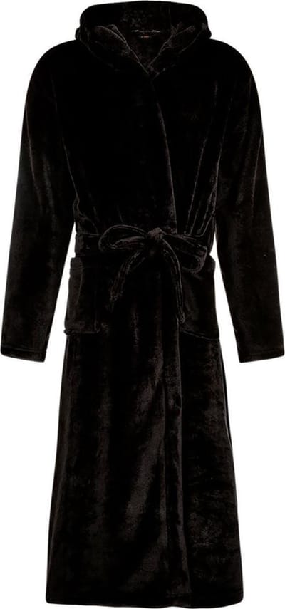Badjas fleece - zwarte badjas met capuchon - flanel fleece badjas unisex - Badrock