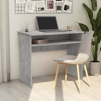vidaXL - Bureau - 90x50x74 - cm - bewerkt - hout - betongrijs