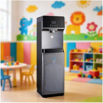 Waterkoeler Dispenser - Warm en koud waterapparaat - Direct drinken - Kinderslot functie - 31x33x102cm - Donkergrijs