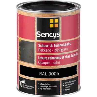 Sencys Tuinhoutbeits Tuinhuis En Schutting Dekkend Zijdeglans Ral9005 2,5l