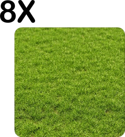 Luxe Placemat - Groen Gras - Set van 8 Placemats - 50x50 cm - 2 mm dik Vinyl - Anti Slip - Afneembaar